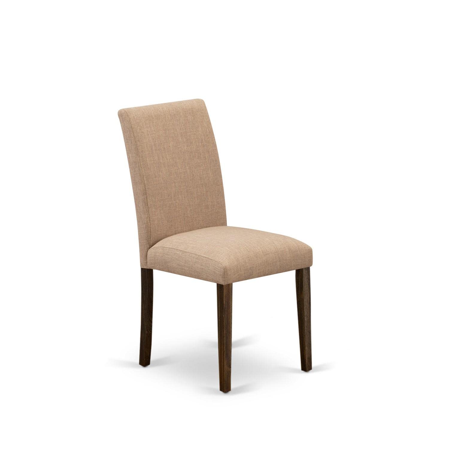 East West Furniture Abp7T47 Abbott Parson Kitchen Chairs - Light Sable Linen Fabric Padded Dining Chairs, Set Of 2, Jacobean