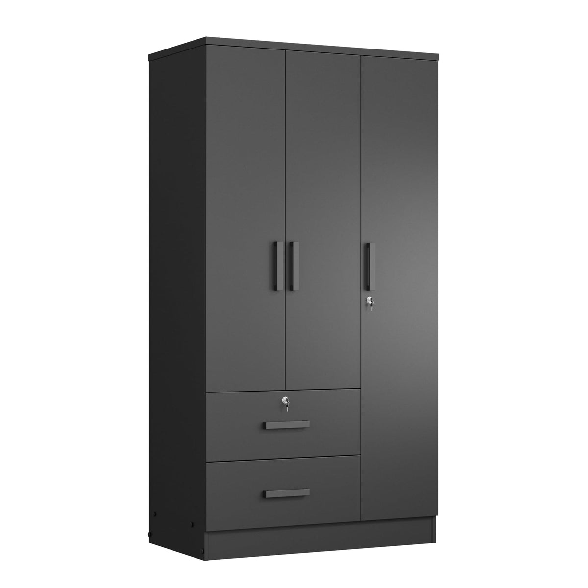 Woodpeckers Furniture And Mattress Symphony Wardrobe Closet with Two Drawers (Black)