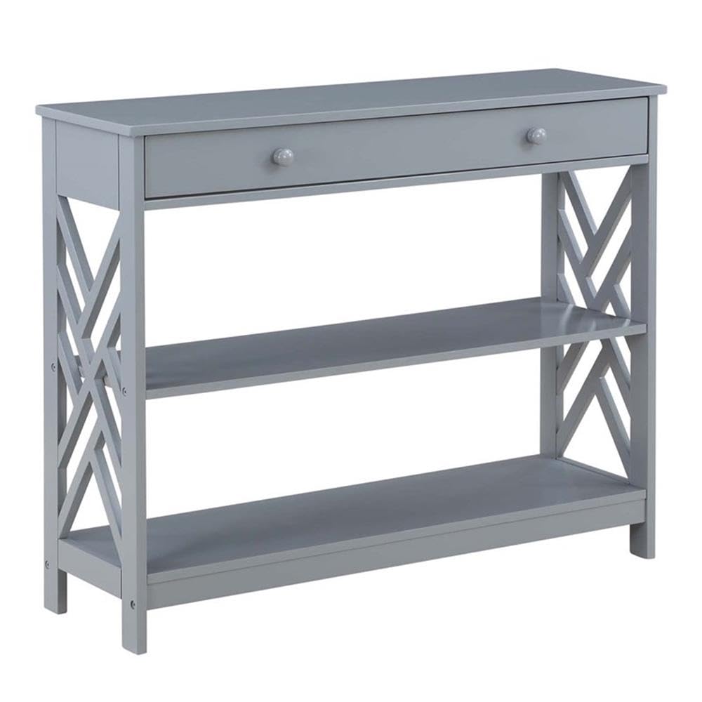 Convenience Concepts Titan 1-Drawer Console Table with Shelves, Gray