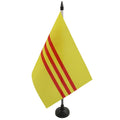 South Vietnam Table Flag 5' X 8' - Vietnamese Desk Flag 21 X 14 Cm - Black Plastic Stick And Base - Az Flag