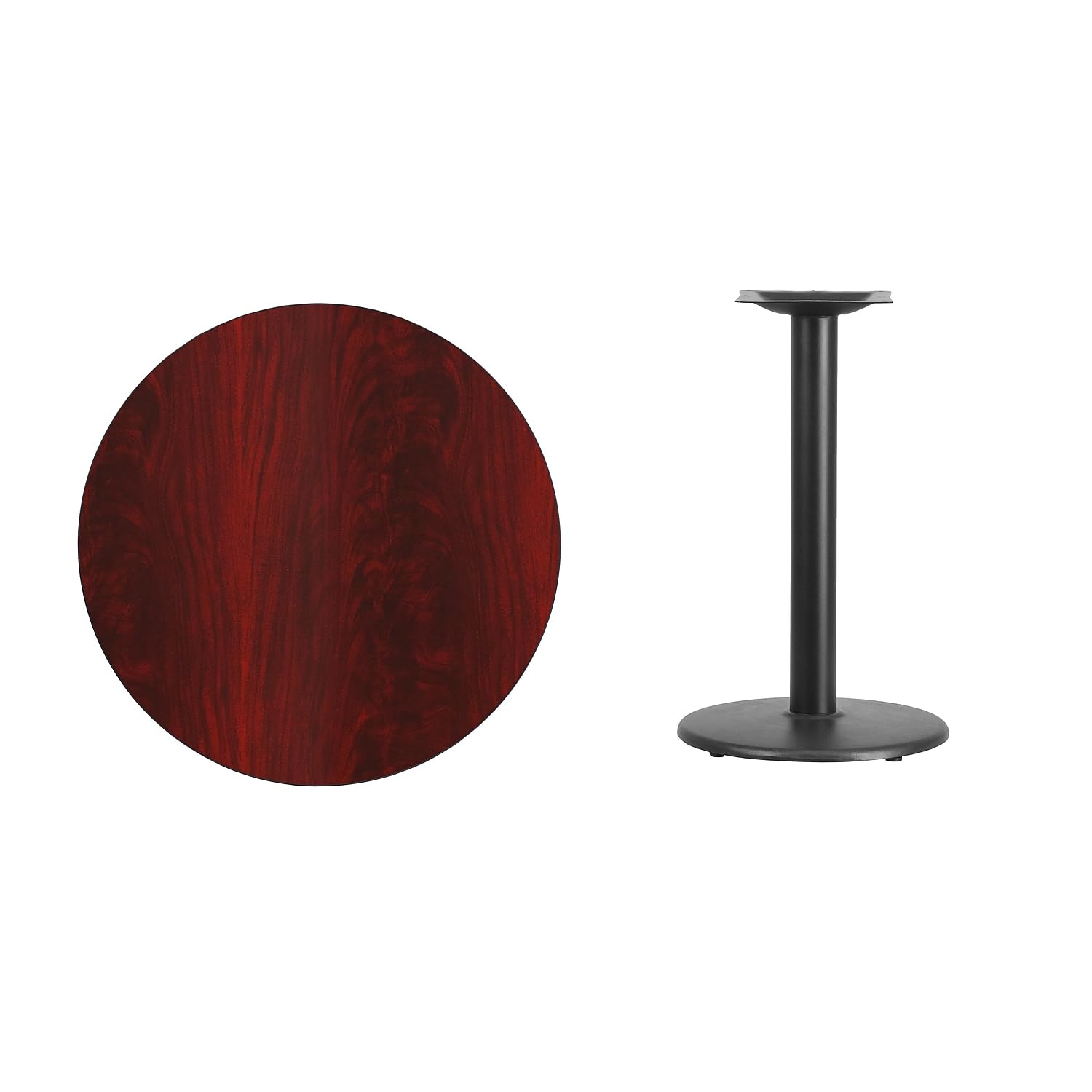 Flash Furniture 30'' Round Mahogany Laminate Table Top With 18'' Round Table Height Base