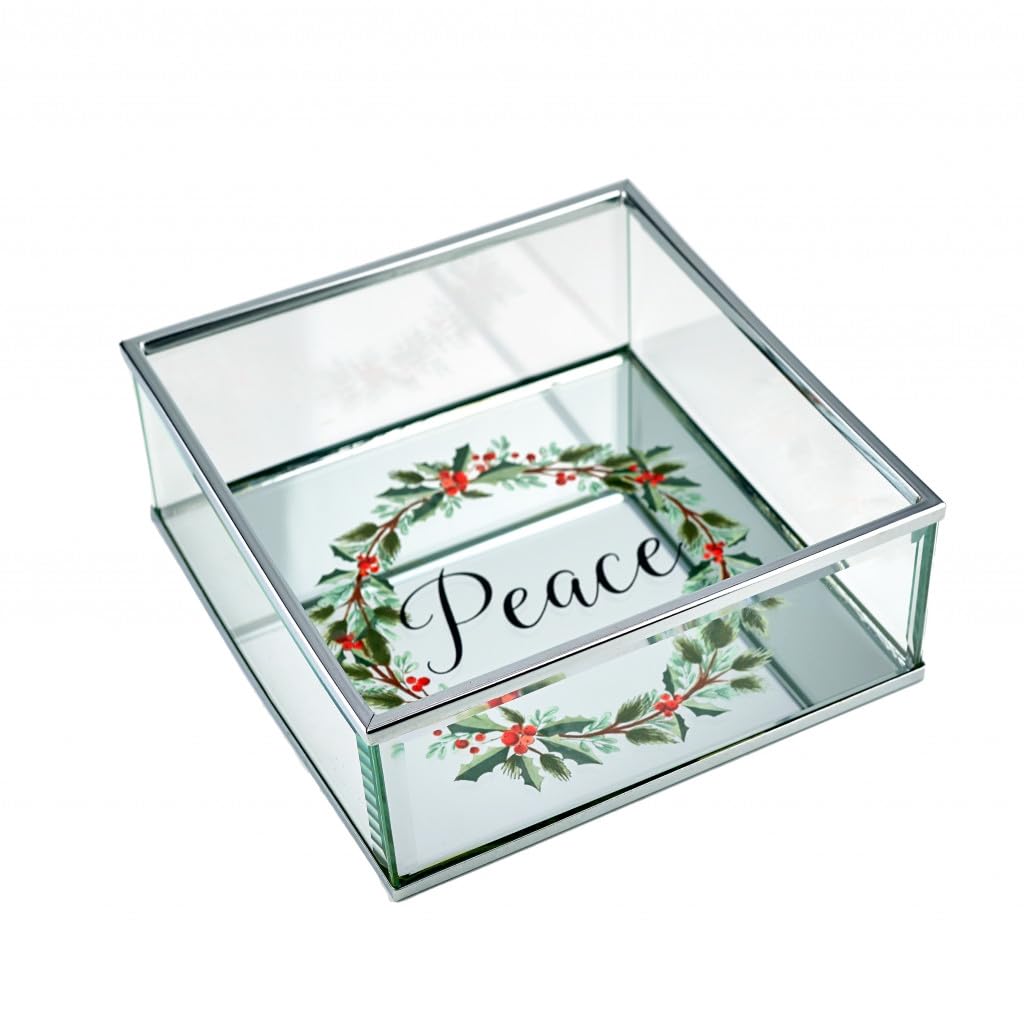 HomeRoots 517524 6 in. Christmas Wreath Peace Vanity Tray