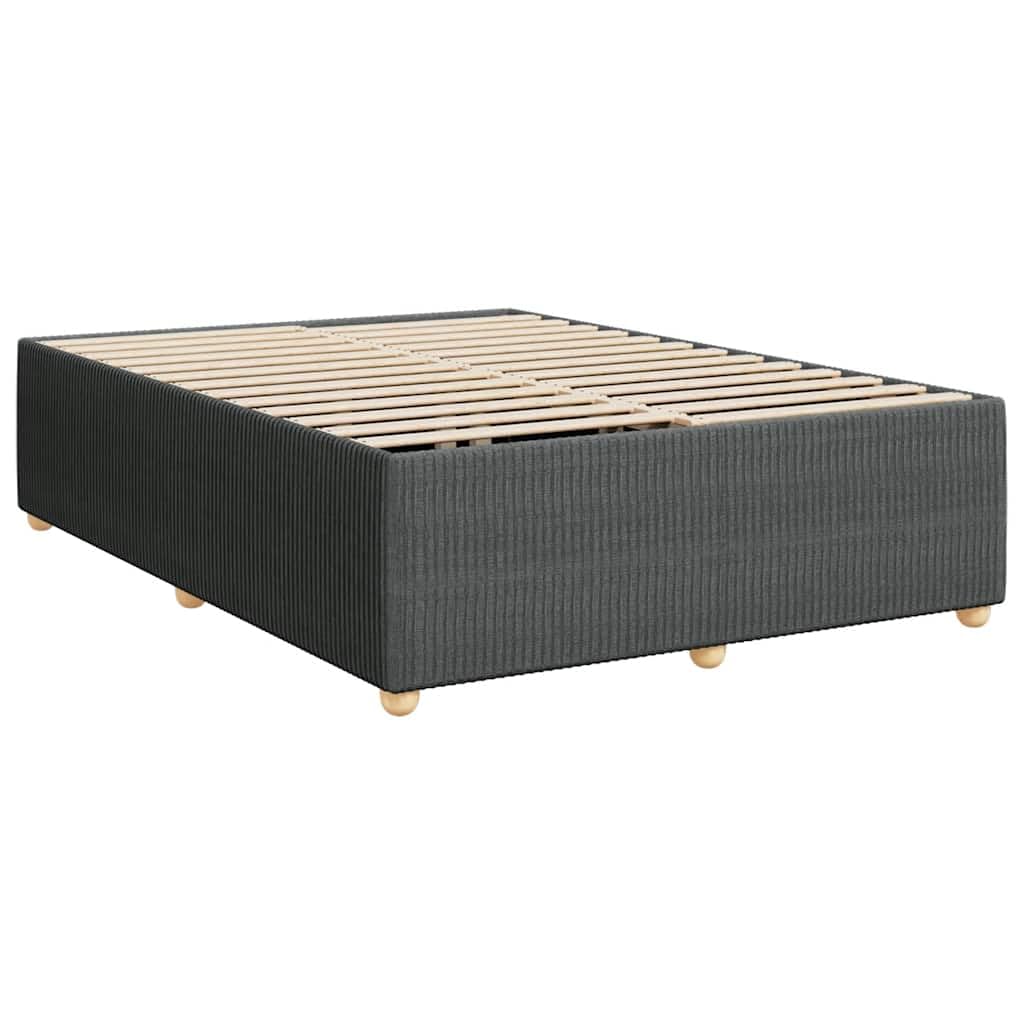 vidaXL Dark Gray Queen Upholstered Bed Frame, Slatted Mattress Base, Modern Bedroom Bedstead