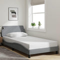 vidaXL Elegant Single Bed Frame- Fabric, Light Gray 39.4"x74.8", Supportive Legs, Plywood Slats, Stylish Headboard