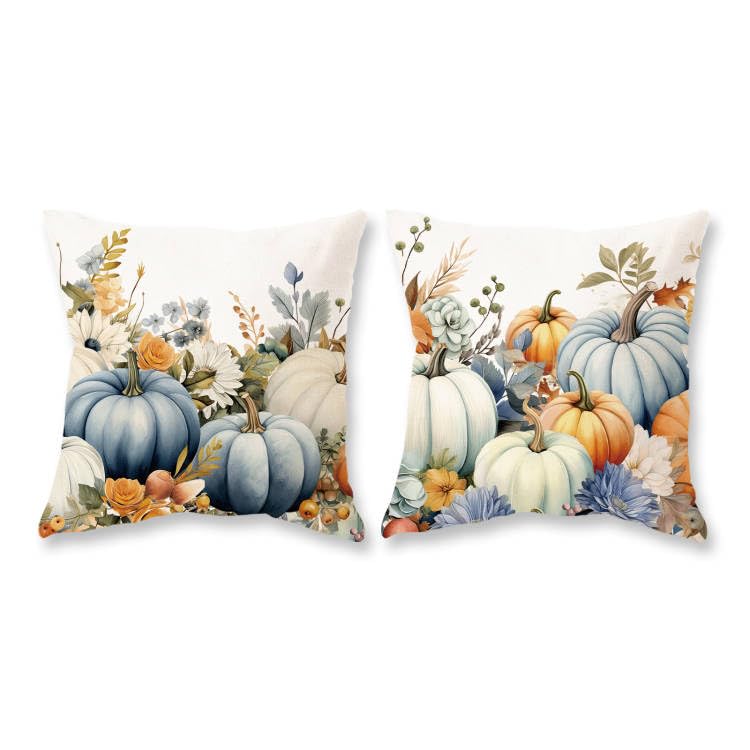 TAJWE Fall Pumpinks Throw Pillow Covers 18x18 Set of 2 Autumn Flowers Decoration Harvest Thanksgiving Lumbar Cushion Cases for H