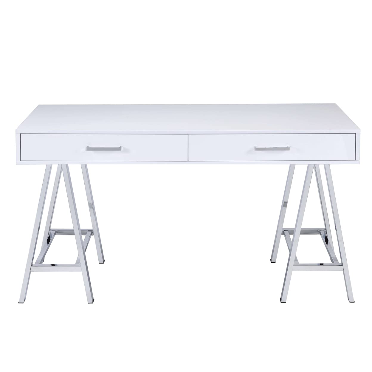 Acme Coleen Home Office Desk In White And Chrome