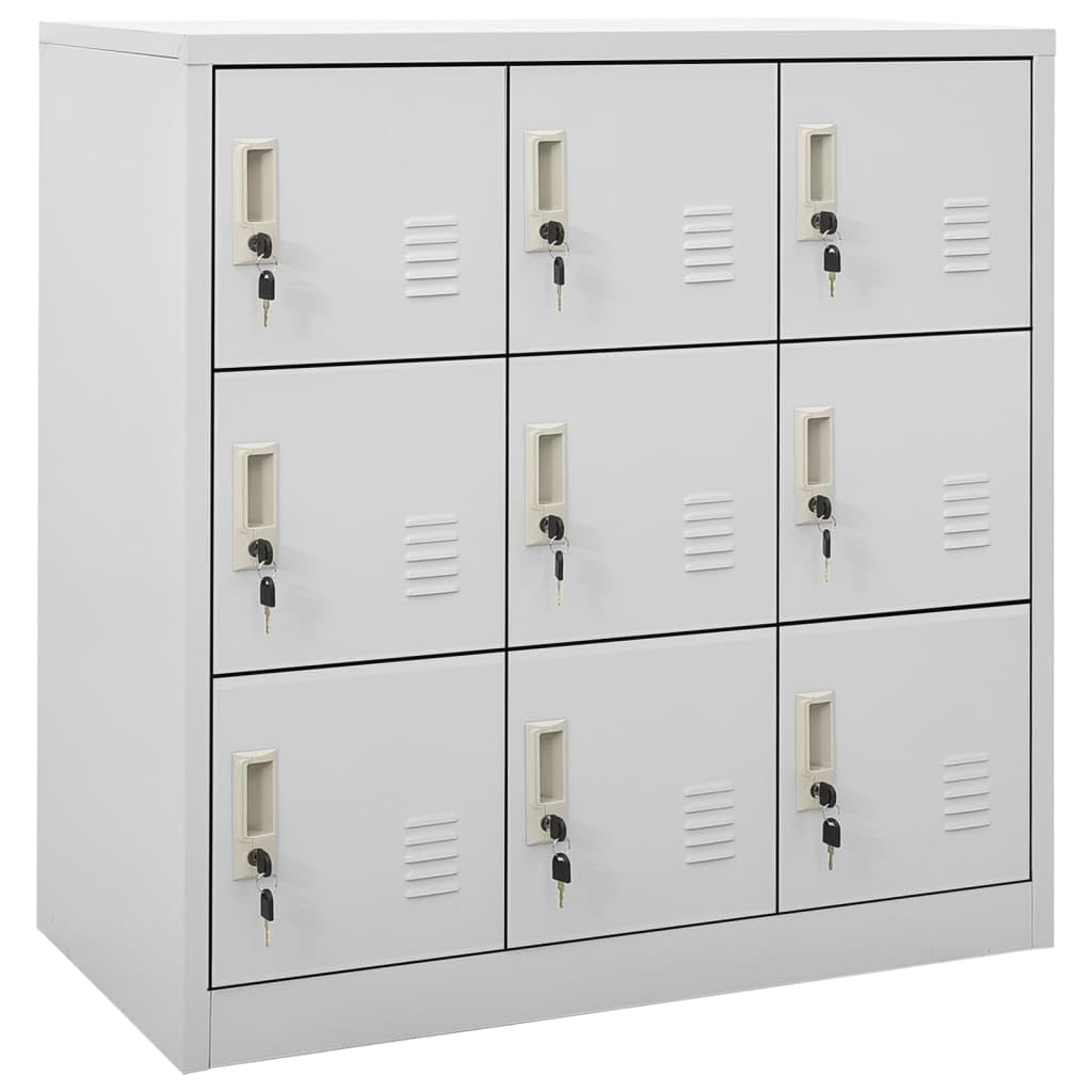 Vidaxl Steel Locker Cabinets Set - Ideal For Office And School Use - Easy-To-Clean - Light Gray - 5 Pieces - With 9 Secure Lockable Compartments -39.4&quot;X17.7&quot;X36.4&quot;