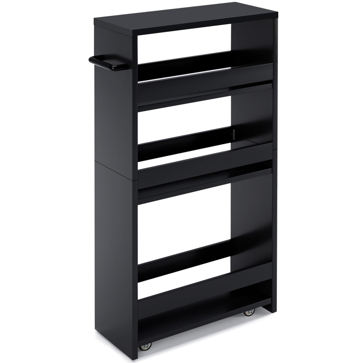 Marty Slim Rolling Storage Cart 4-Tier Kitchen Cart With Wheels, Laundry Room Storage With Handle Slide Out Utility Cart Shelvin