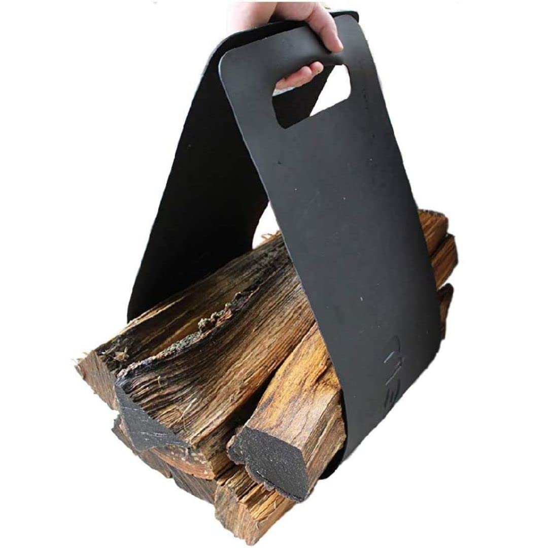 Woodhaven Waterproof Firewood Log Carrier - Made In USA - Great For Moving Firewood To Fireplaces And Firepits - Heavy Duty Blac