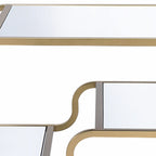 Benjara, Gold And Clear Metal Framed Mirror End Table With Tiered Shelves