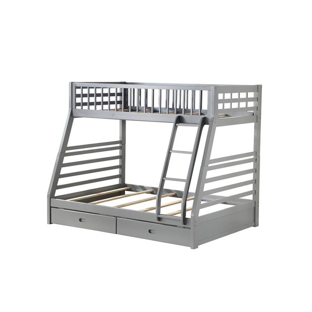 Acme Jason Twin Over Full Bunk Bed with 2 Drawers in Gray