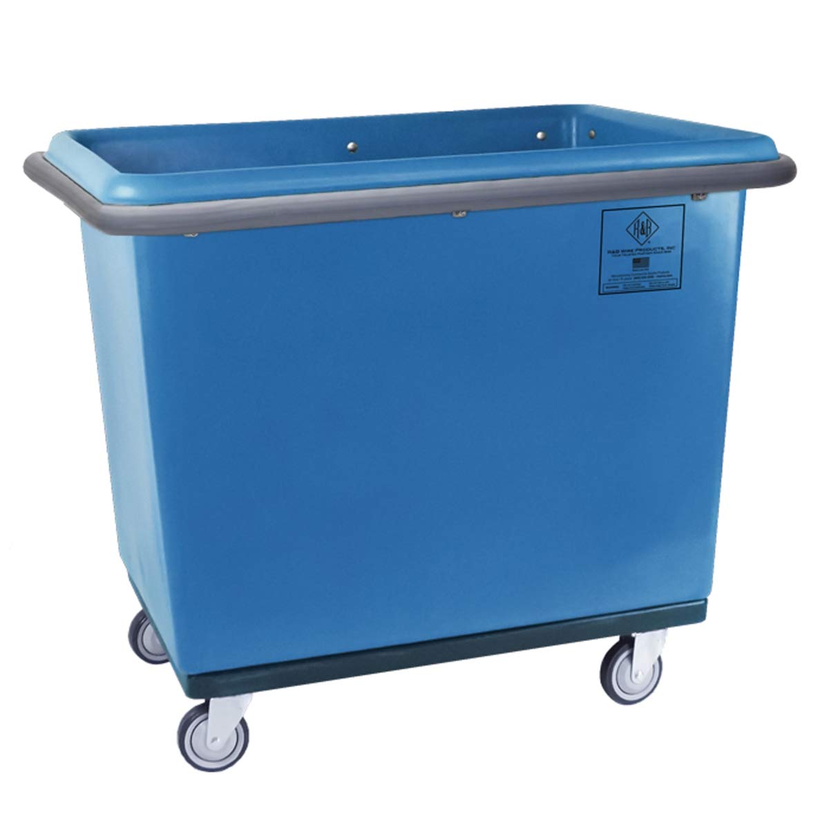 R&B Wire Products 4608B-Ptb 8 Bushel Poly Bumper Truck All Swivel Casters, Blue - 37.75 X 26.5 X 29.25 In.