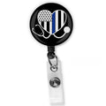 Retractable Badge Clip - Holder Id Reel Clip For Lanyards Nurse Teachers Name Id Card (Police Blue Line)