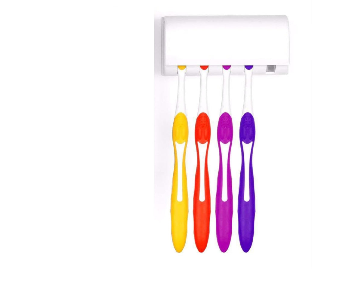 SpiderJuice 1Pc Self Adhesive Detachable Wall Mounted Toothbrush Holder with Dust Proof Cover Bathroom Organizer Storage Stand f