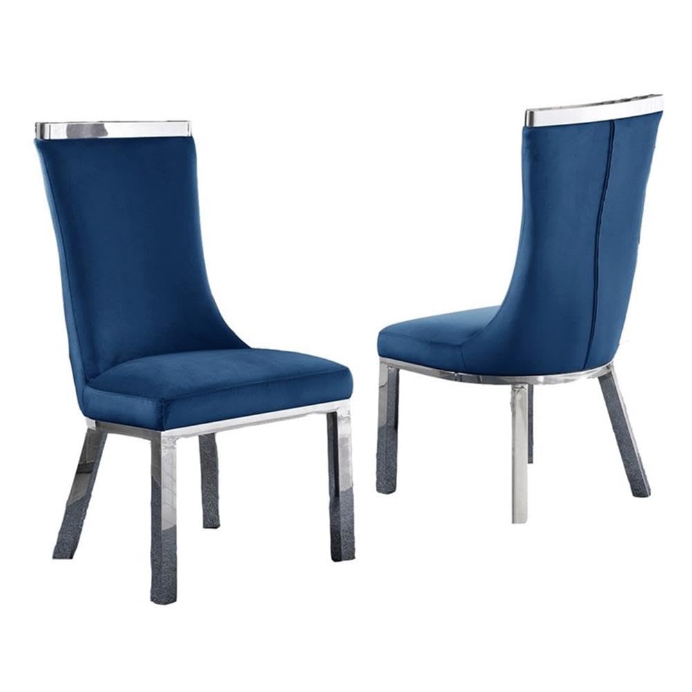 Best Quality Furniture Sc270-277 Dining Chairs, Navy Blue/Silver