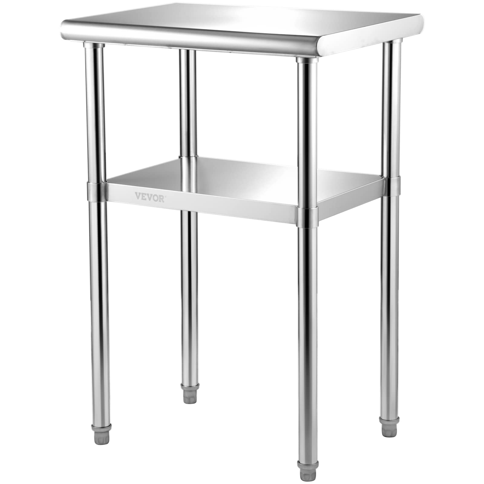 VEVOR Stainless Steel Prep Table, 24 x 18 x 36 Inch, 600lbs Load Capacity Heavy Duty Metal Worktable with Adjustable Undershelf 