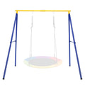 Costzon 550lbs Metal Swing Sets for Backyard, Heavy Duty Full Steel Swing Frame A-Frame Swing Stand All Weather w/Ground Stakes,