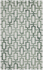 HomeRoots 511100 8 x 11 ft. Ivory & Green Wool Geometric Hand Tufted Handmade Rectangle Area Rug