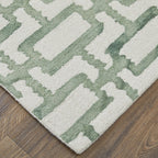 HomeRoots 511100 8 x 11 ft. Ivory & Green Wool Geometric Hand Tufted Handmade Rectangle Area Rug