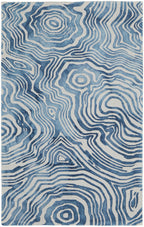 HomeRoots 511113 10 x 13 ft. Blue & Ivory Wool Geometric Hand Tufted Handmade Rectangle Area Rug