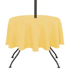 Saraflora Outdoor And Indoor Tablecloth -60 Inch Round, Yellow Wrinkle Free Washable Waterproof Table Cloth With Umbrella Hole And Zipper Round Table Cover For Spring/Summer/Patio/Picnic/Bbqs/Party