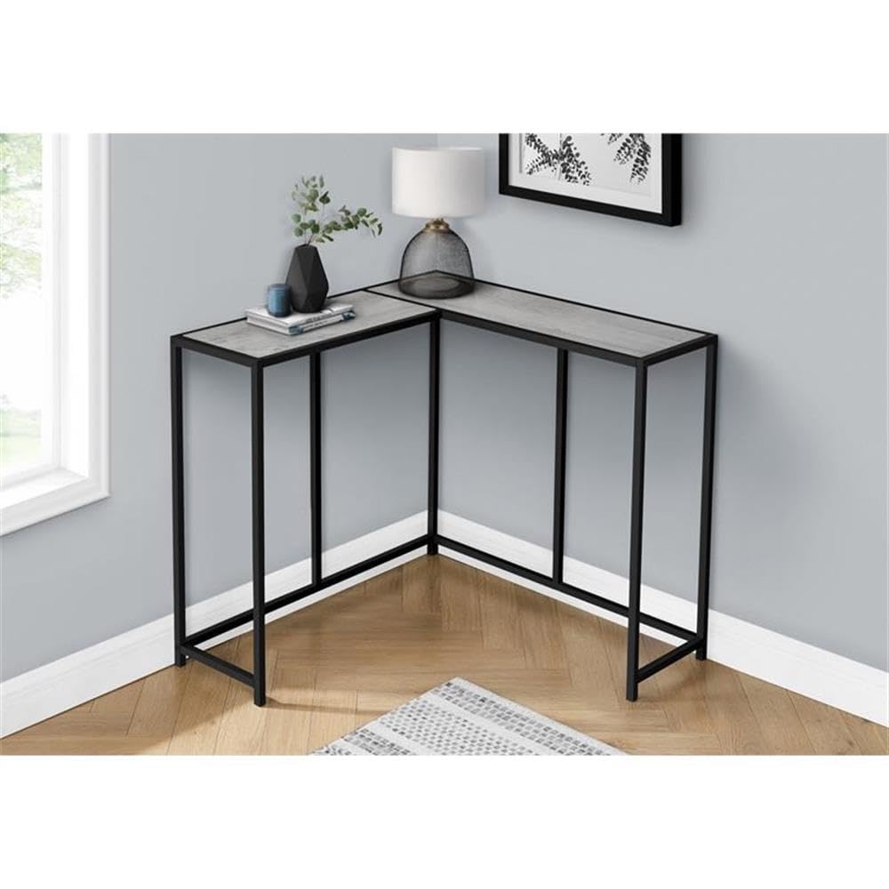 Monarch Specialties I 2156 Accent Table, Console, Entryway, Narrow, Corner, Living Room, Bedroom, Metal, Laminate, Grey, Black, Contemporary, Modern