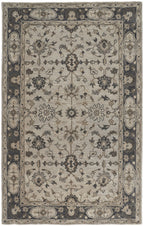 HomeRoots 511274 8 x 11 ft. Gray Ivory & Taupe Wool Floral Hand Tufted Handmade Stain Resistant Rectangle Area Rug