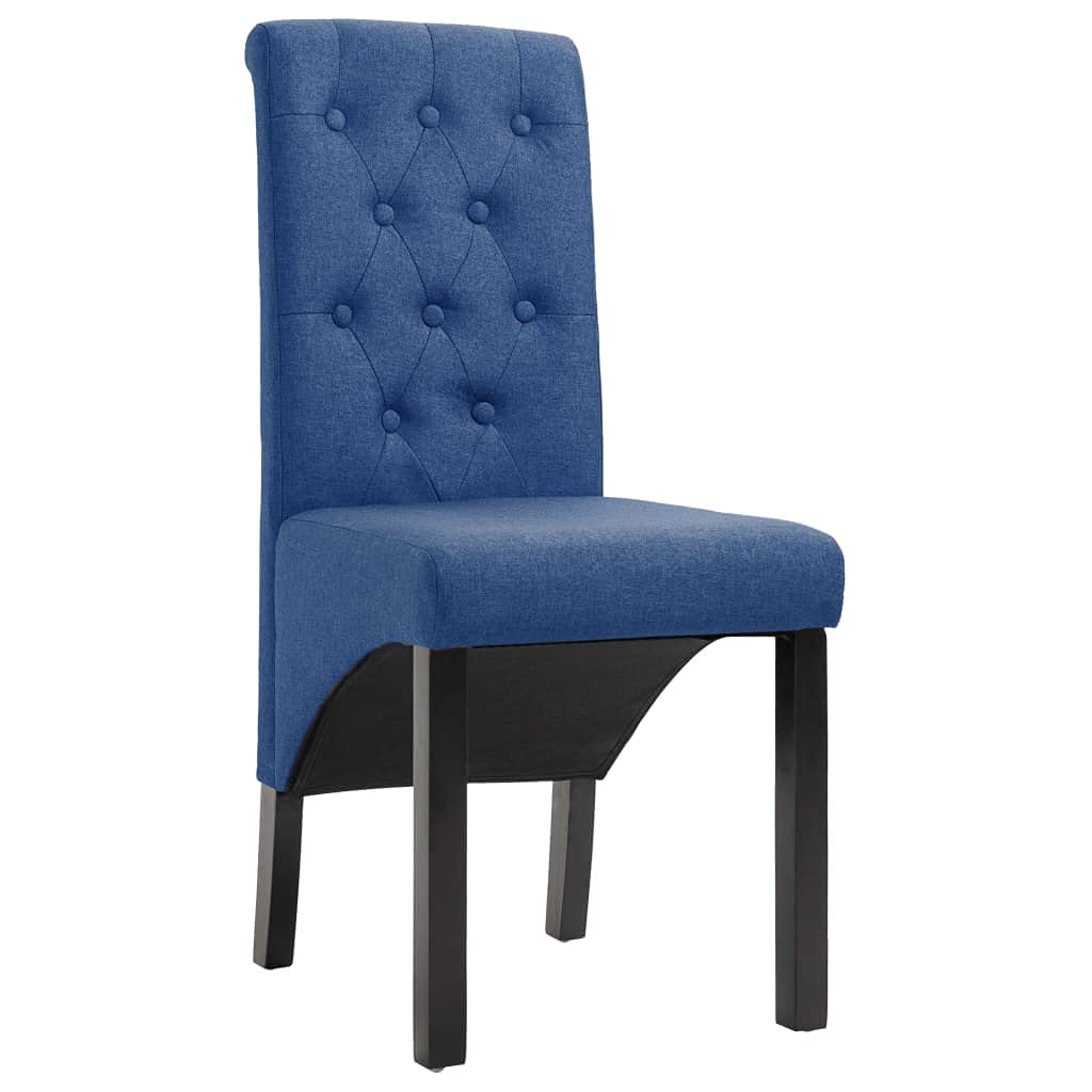 vidaXL Elegant Dining Chairs with Blue Fabric Upholstery and Solid Wooden Legs, Ergonomic Design for Comfort, Set of 2