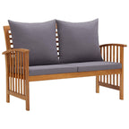 vidaXL Lounge Set Made of Solid Acacia Wood, 3-Piece Patio Furniture Set with Coffee Table, Armrests and Curved Backrest, Dark Gray Cushions Included