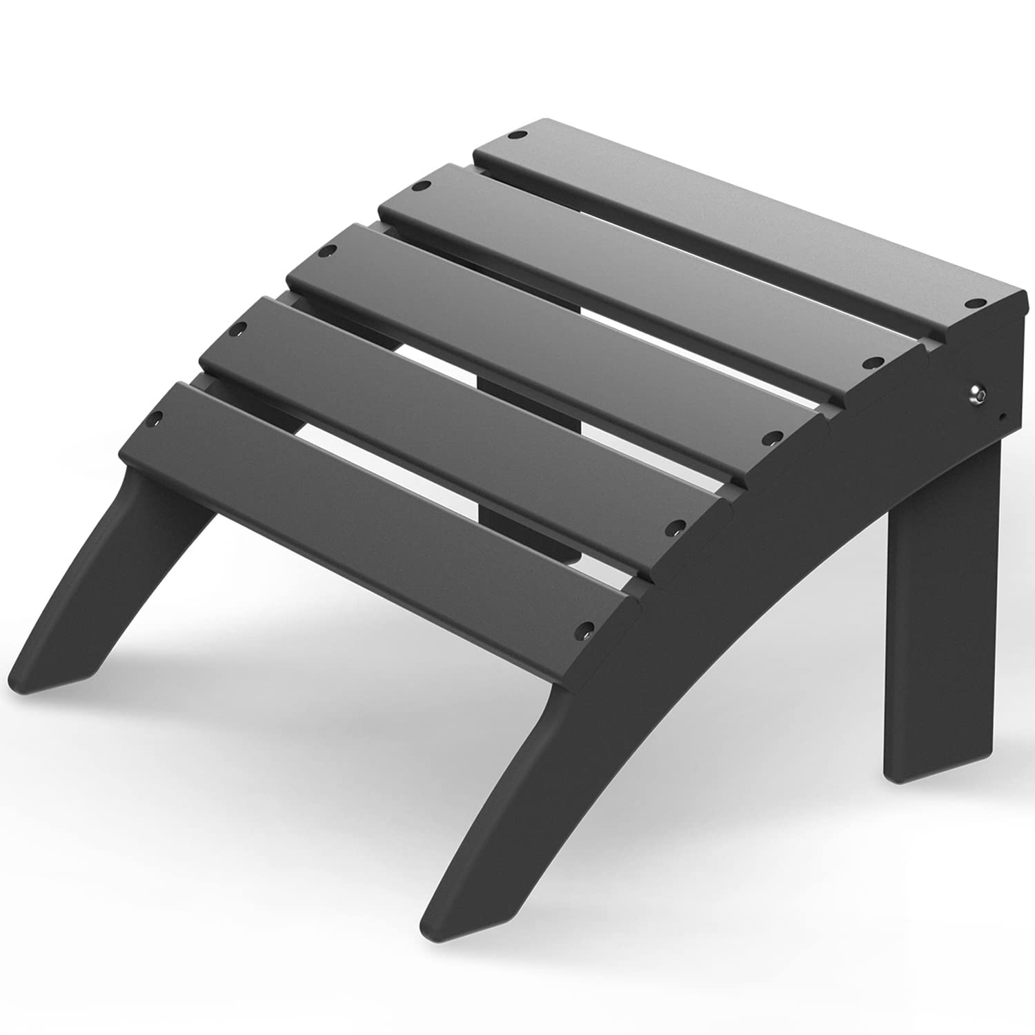 Greenvines Adirondack-Ottoman | Folding | Hdpe Plastic | Outdoor Footrest | All Weather | Foot Rest | Foot Stool | Grey | For Adirondack Chair | For Patio Backyard Pool
