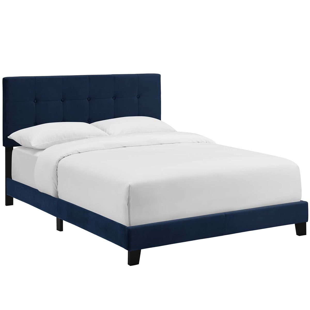 Modway Mod-5871 Amira Tufted Performance Velvet Upholstered King Bed In Midnight Blue