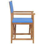 vidaXL Director's Chair - Durable and Foldable Design Furniture for Outdoors - Blue, Made of Premium Teak Hard Wood, Easy to Assemble