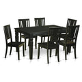 East West Furniture WEDU7-BLK-W 7 Piece Kitchen Table Set Consist of a Rectangle Dining Table with Butterfly Leaf and 6 Dining Chairs, 42x60 Inch, Black