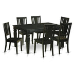 East West Furniture WEDU7-BLK-W 7 Piece Kitchen Table Set Consist of a Rectangle Dining Table with Butterfly Leaf and 6 Dining Chairs, 42x60 Inch, Black