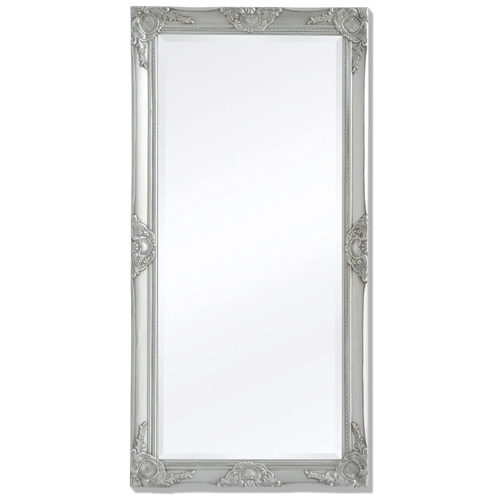 vidaXL Classic Wall Mirror, White 47.2&quot;x23.6&quot;, Baroque Style Wooden Frame, Antique-Look Mirror with Beveled Edge, Wall-Mounted with Pre-Installed Hanging Hooks, Ideal for Bathrooms, Dressing Rooms