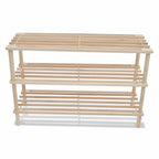 vidaXL 2 x Solid Fir Wood Shoe Rack with 3 Shelves