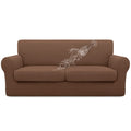 Easy-Going 100% Dual Waterproof Oversized Loveseat Cover Stretch Soft Couch Cover For Dogs, Sofa Slipcover For 2 Separate Cushion Couch Leakproof Furniture Protector For Kids, Pets Brown