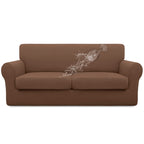 Easy-Going 100% Dual Waterproof Oversized Loveseat Cover Stretch Soft Couch Cover For Dogs, Sofa Slipcover For 2 Separate Cushion Couch Leakproof Furniture Protector For Kids, Pets Brown