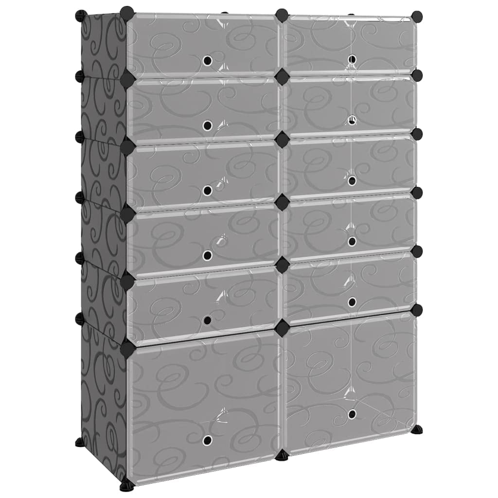 vidaXL Shoe Rack - Storage Solution for Home or Office - Black - 37'x14.6'x49.2' - PP Material with Strong Steel Frames
