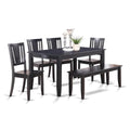 East West Furniture DULE6-BLK-W 6 Piece Dining Table Set Contains a Rectangle Dining Room Table and 4 Wooden Seat Chairs with a Bench, 36x60 Inch, Black