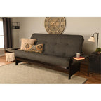 Kodiak Furniture Phoenix Queen-Size Espresso Wood Futon-Linen Charcoal Mattress