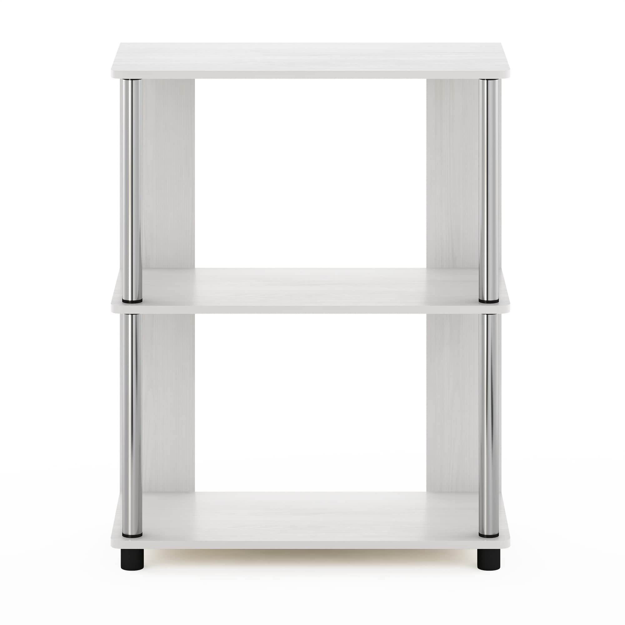 Furinno Jaya Simple Design 3-Tier Bookcase / Bookshelf / Display Rack with Stainless Steel Tubes, White Oak