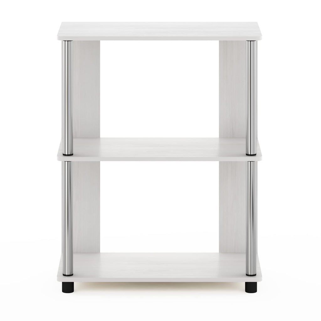 Furinno Jaya Simple Design 3-Tier Bookcase / Bookshelf / Display Rack with Stainless Steel Tubes, White Oak