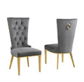 Best Quality Furniture SC330-337 Dining Chairs, Dark Gray/Gold