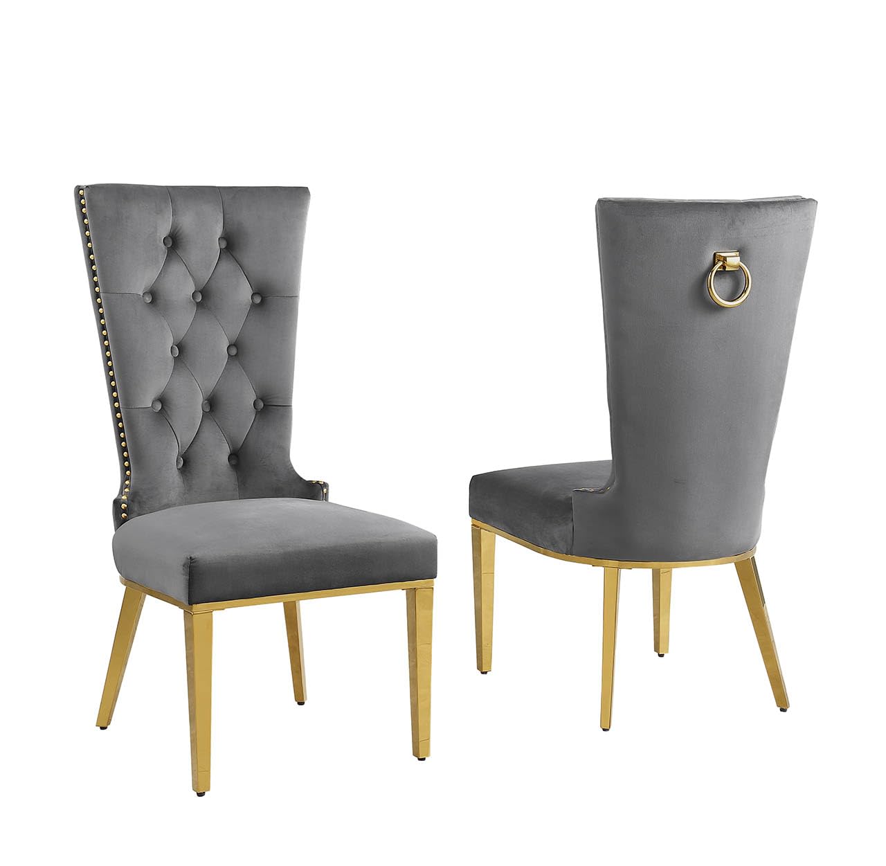 Best Quality Furniture SC330-337 Dining Chairs, Dark Gray/Gold