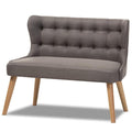Baxton Studio Melody Tufted Wingback Loveseat in Gray and Light Brown
