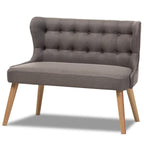 Baxton Studio Melody Tufted Wingback Loveseat in Gray and Light Brown