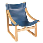 Steve Silver Furniture Oak & Cobalt Hammock Sling, Natural Leather, Steam Bent Arms, Natural Comfort, Leather, Oak Solids, Accent Chair, Living Room Furniture, 26.3 x 28.3 x 37, Blue