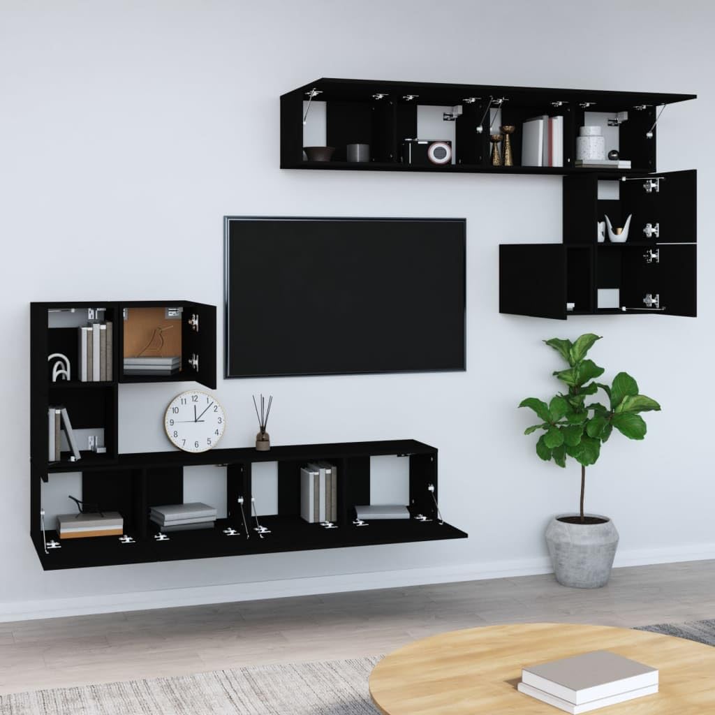 vidaXL Wall-Mounted TV Cabinet Black Engineered Wood