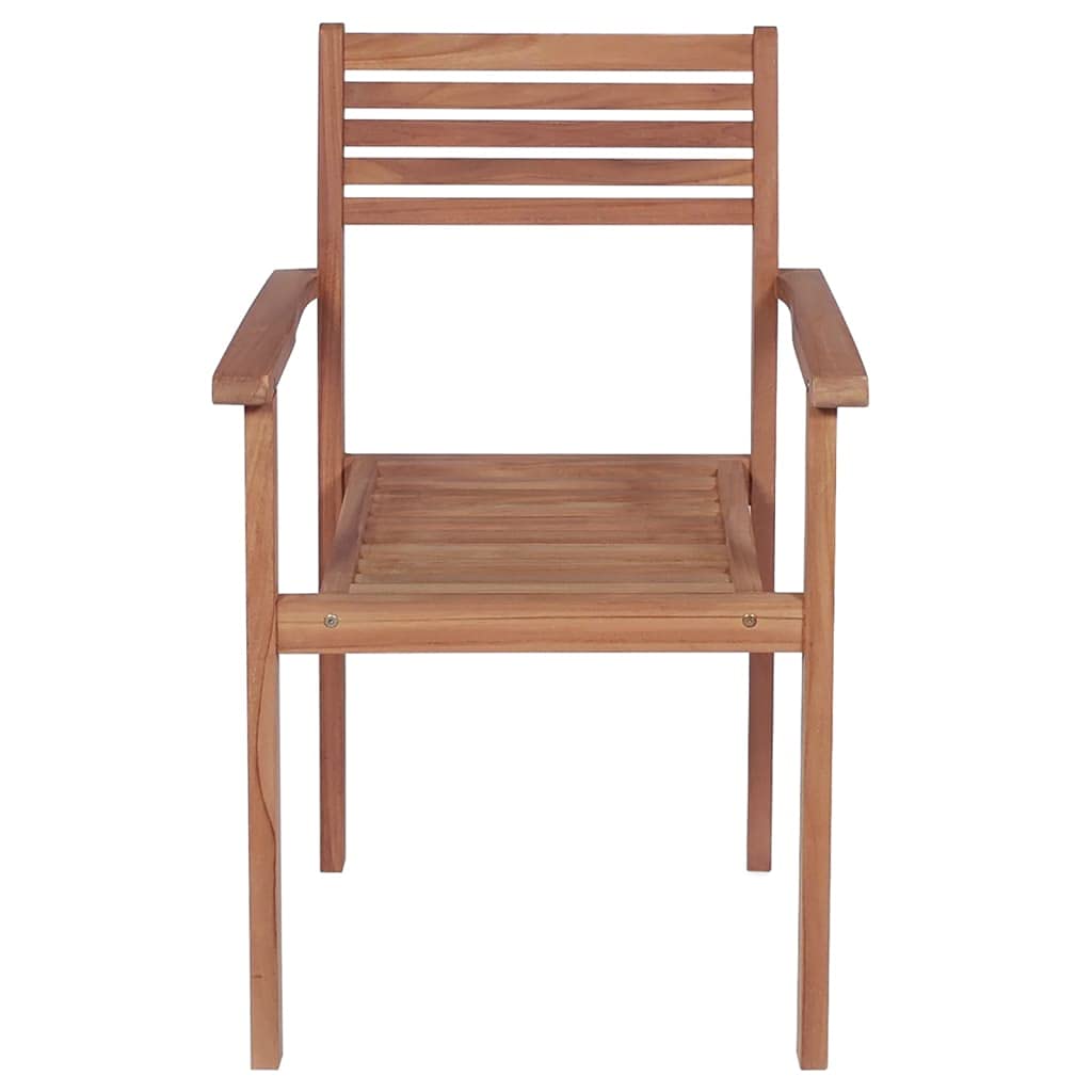 vidaXL Set of 6 Stackable Patio Chairs - Durable Teak Wood Outdoor Furniture with Fine Sanded Finish, Suitable for Homes, Offices, Bars and Cafes